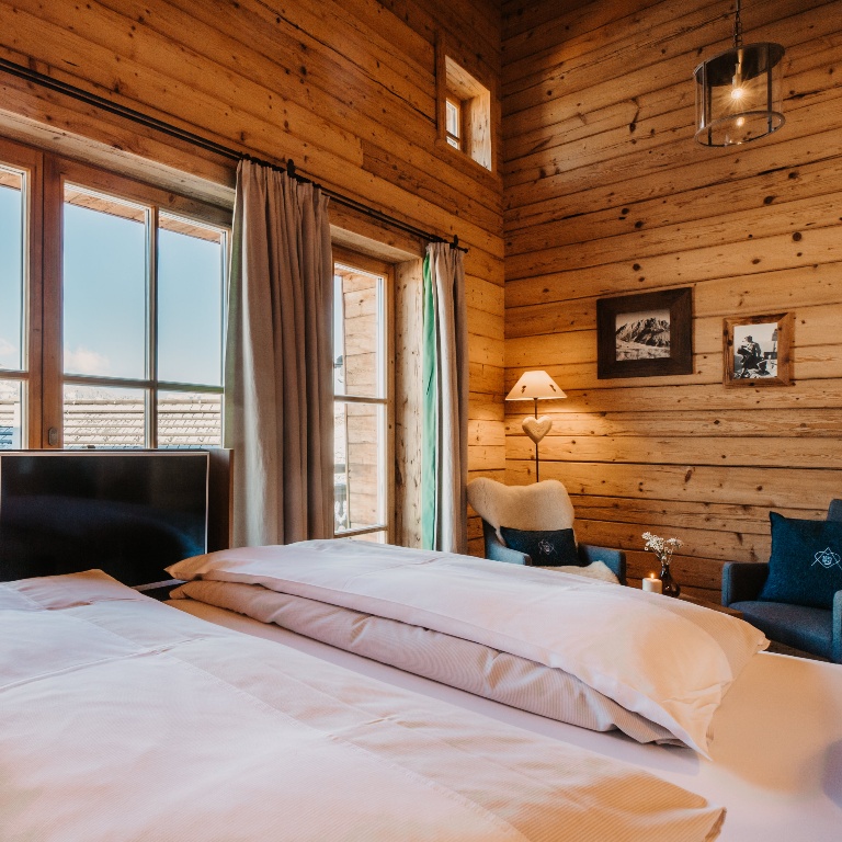 Bergchalet Schlafzimmer mit Bergblick -Chalets mit 135 m2in Österreich