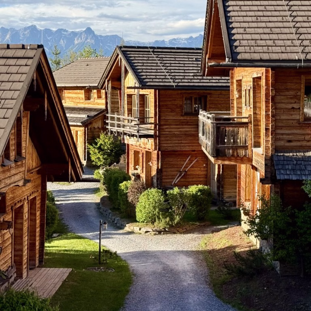 Luxury chalet with sauna and outdoor hot tub at the BERGHERZ chalet village near Salzburg, Austria